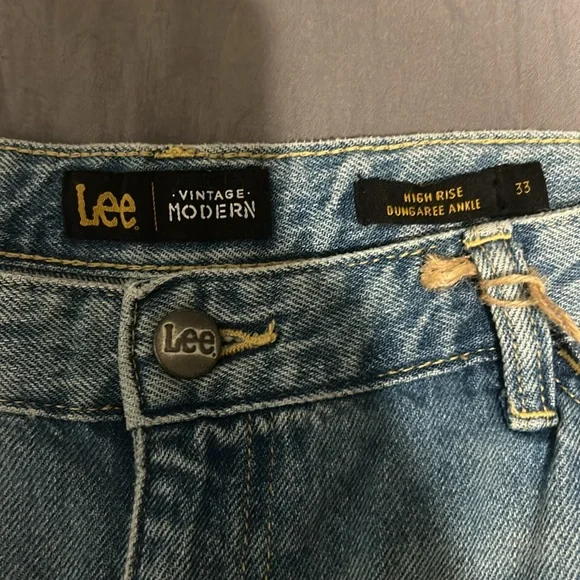 Lee Vintage Modern High Rise Dungaree Ankle Painters Jeans Carpenter - Picture 4 of 11